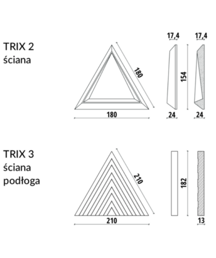 TRIX - linia TEKT Concrete - MILKE - wymiary