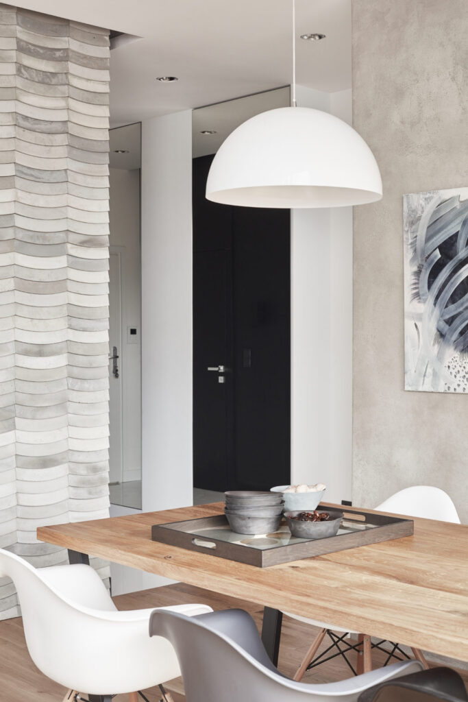 Kafle 3D WAVE z betonu architektonicznego na ścianie - MILKE - TEKT Concrete - Gabinet Wnętrz